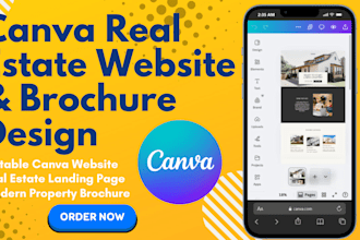 canva real estate website, real estate landing page, canva real estate brochure