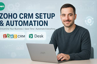set up and customize your zoho CRM, zoho recruit, zoho salesiq, and zoho desk
