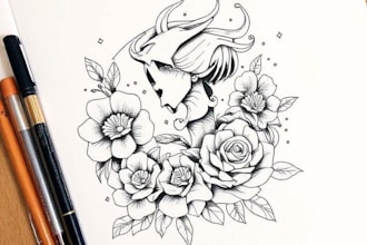 design custom minimalist line art tattoo