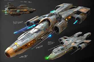 draw spaceship concept art or design a starship or scifi vehicle