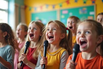 sing, write custom kids song nursery rhyme, children music in child, adultsvoice