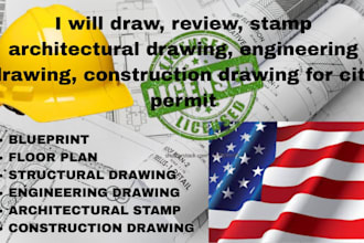 draw,stamp,seal architectural drawing, construction plan, site plan mep permit