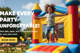 design bounce house party website, rental website rank and rent website