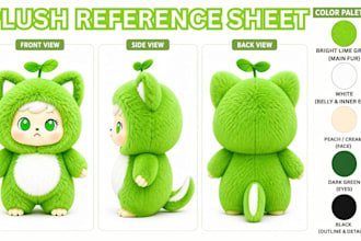 create custom plush reference sheet for your character or oc