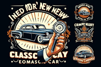 create classic car extraordinary logo for business and sports