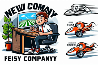 create cartoonist racing pest finish line promote control logo for business