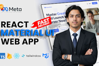 build react web app using material ui, node js and typescript
