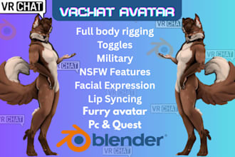 create vrchat avatar furry avatar military vr model 3d character nfsw vtuber