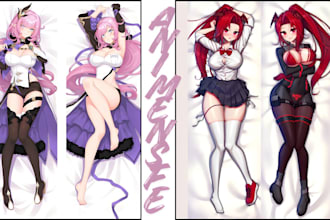 draw dakimakura anime body pillow cover vtube oc nsfw sfw in anime style