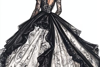 draw a fashion illustration, portrait, sketch