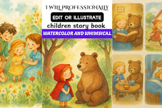 illustrate nursery book cover, audio book, children book whimsical illustration