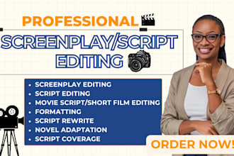 edit, proofread and format screenplay movie script feature film script writing