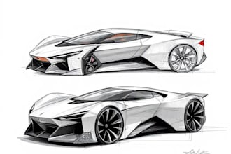 sketch and design concept car for your project