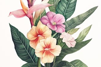 draw an unique botanical illustration