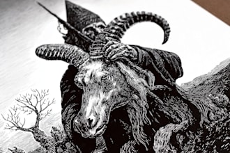 create a black and white illustration in linocut art