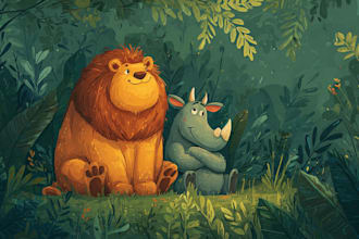 illustrate animals in a cute cartoon style