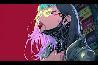make illustration in scifi cyberpunk, neo tokyo style
