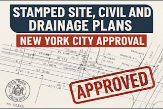 pe stamped site, civil and drainage plans new york city approval