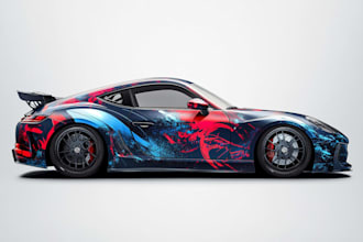 design racing car wrap, bus wrap, van wrap, truck wrap,