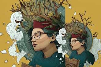 draw your portrait in surreal art nouveau inspired style