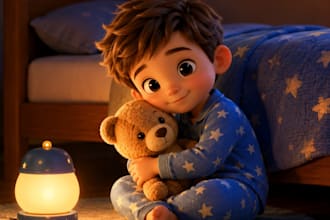 create 3d pixar childbook illustration using ai