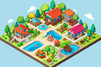create 2d isometric illustration or map