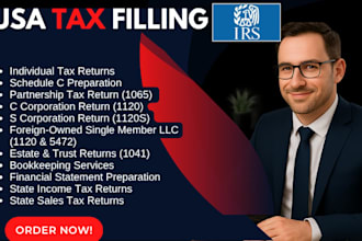 prepare and efile USA tax returns for individual and business 1040, 1120, 1065