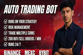 build auto trading bot for binance, bybit, coinbase