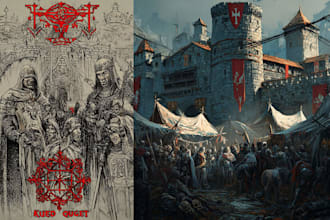 create dark art medieval detailed hand drawn illustration