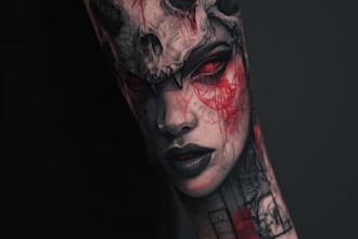 draw dark art, horror illustrations and tattoo designs
