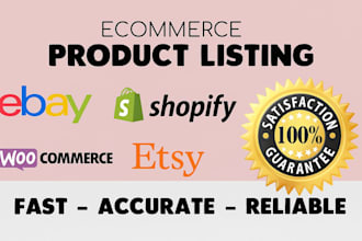 list and optimize product on ebay, shopify, woocommerce, etsy, and wix
