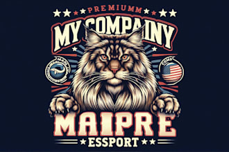 design premium vintage maine coon esport mascot logo t shirt design
