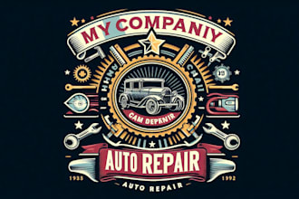 design premium vintage auto repair logo t shirt design