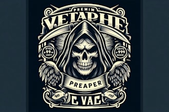 design premium vintage reaper mascot logo t shirt design