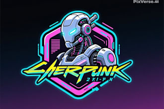 create custom futuristic cyberpunk, mech, y2k logo design