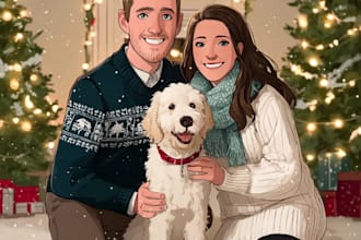 make a christmas couple family or pet portrait
