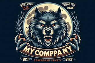 design premium vintage werewolf art mascot logo t shirt design