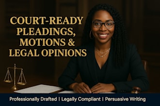 prepare professional court pleadings, motions and legal opinions that strengthen