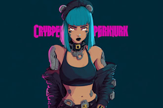 illustrate you as a cyberpunk style character