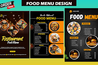 create modern food, restaurant, and digital menu design