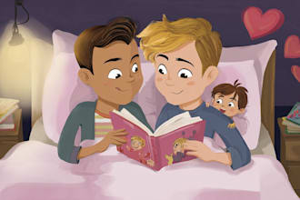 create gay romance character illustrations for your storybook