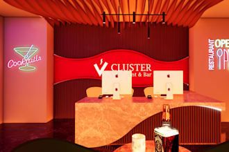 design restaurant, coffee shop, bar, saloon, spa and 3d rendering