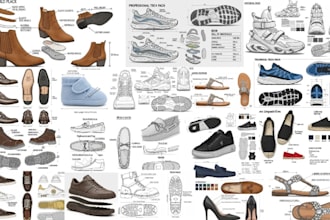design your footwear, shoe, boot sneakers and make a tech pack for manufacturing