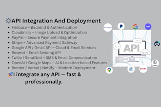 integrate apis and deploy your app on vercel, render, or netlify