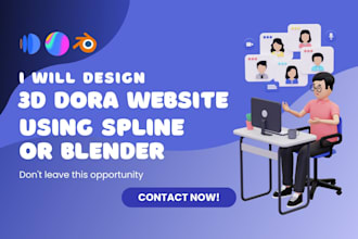 design 3d dora run ai websites using spline 3d or blender 3d