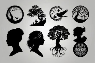 create custom vector silhouette logo and stencil design