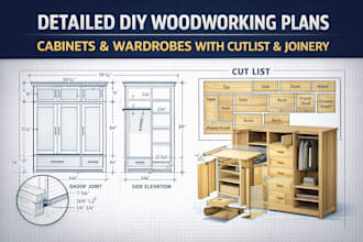 do detailed diy woodworking plans for cabinet, wardrobe with cutlist and joinery