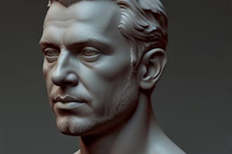 sculpt  3d head burst and full body model for 3d printing
