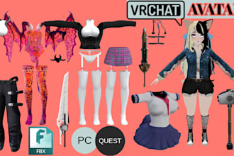 create custom vrchat 3d clothing vrchat outfit vrc garment vrchat assets weapon