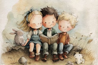 illustrate children book with colorful and whimsical art